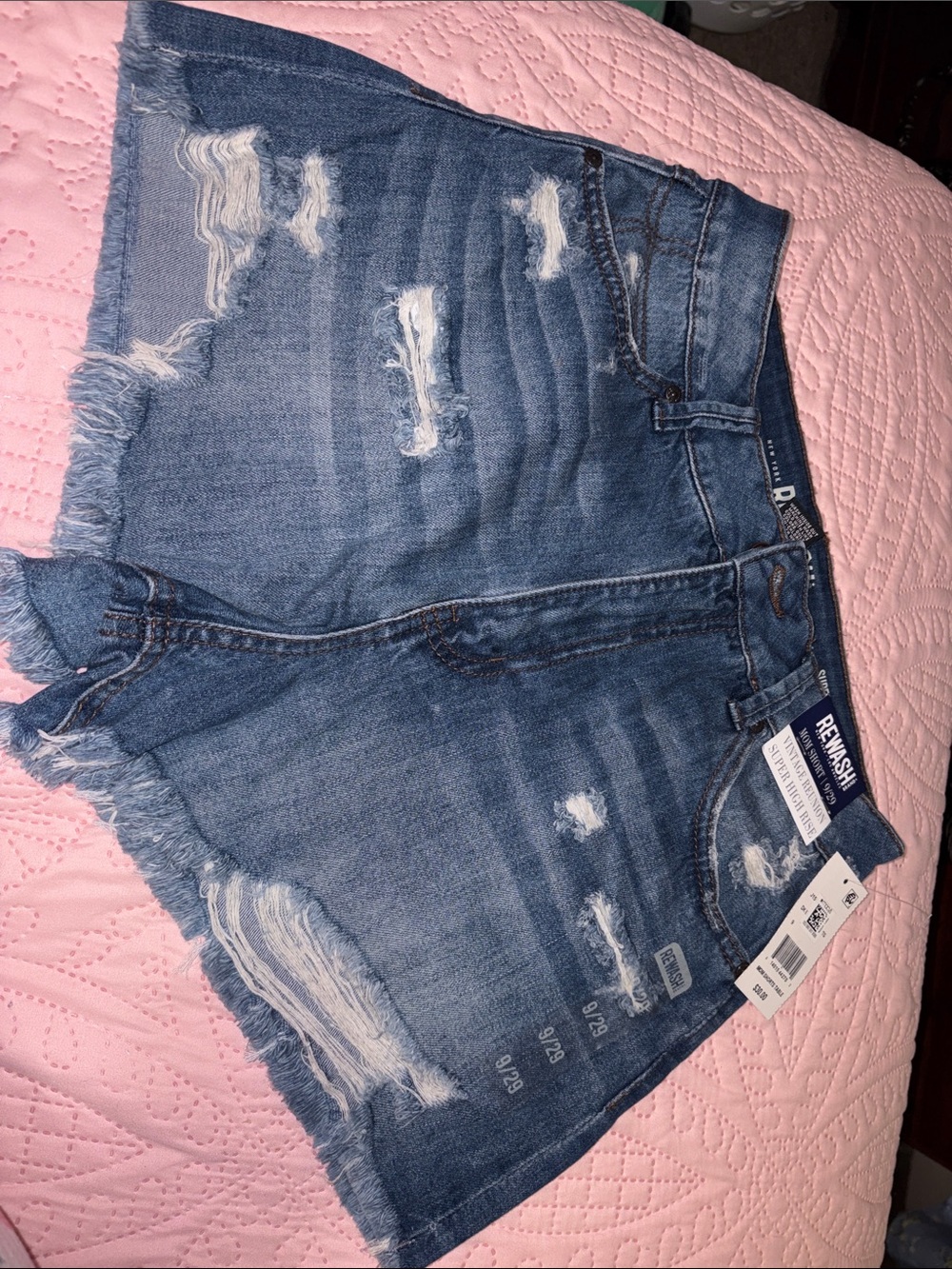 Rewash Ripped Medium Blue Denim Jean Shorts